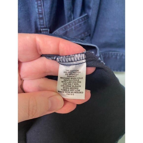 Liz Claiborne Women's Dark Wash‎ Denim Long Sleeve Dress with Tie Size 10 - Picture 7 of 9